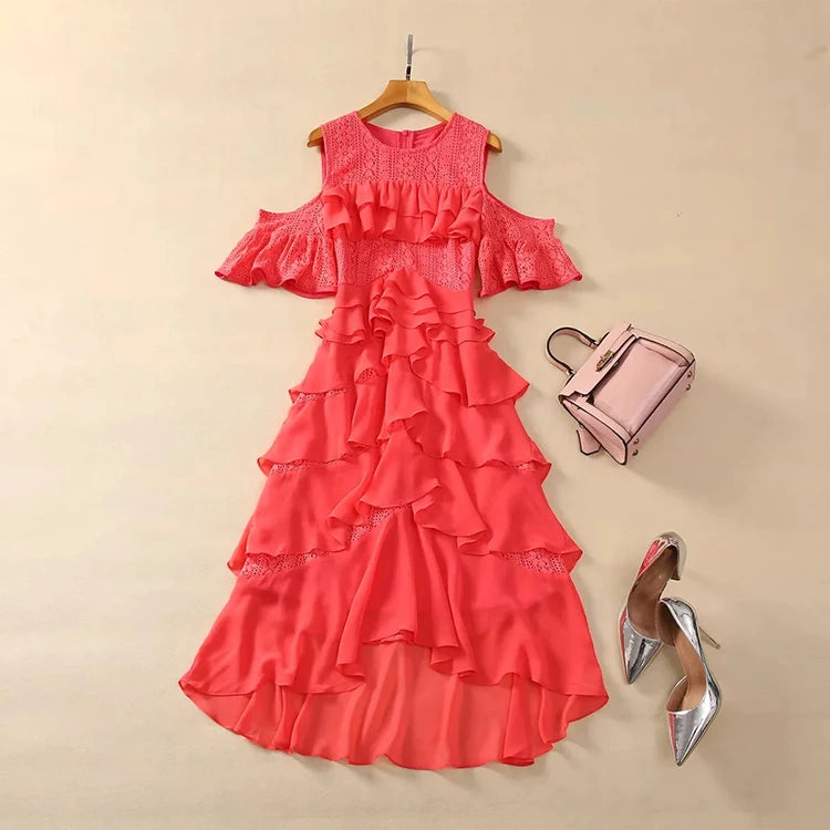 DRESS STYLE - NY3345-Midi Dress-onlinemarkat-Watermelon red-XS - US 2-onlinemarkat
