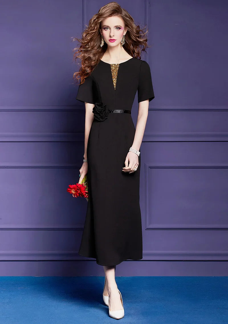 DRESS STYLE - SY768-Midi Dress-onlinemarkat-black-M - US 6-onlinemarkat