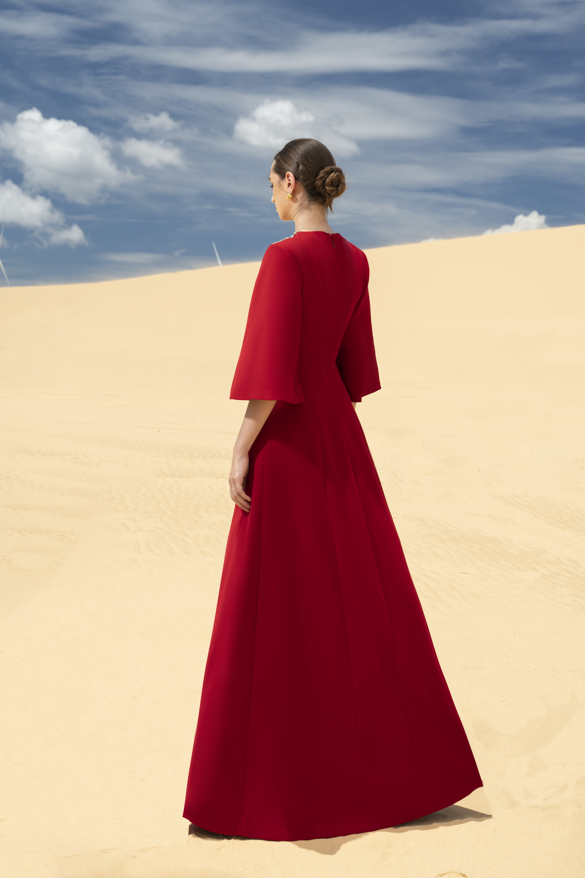 Savanna A-line Bead Velvet Satin Maxi Dress