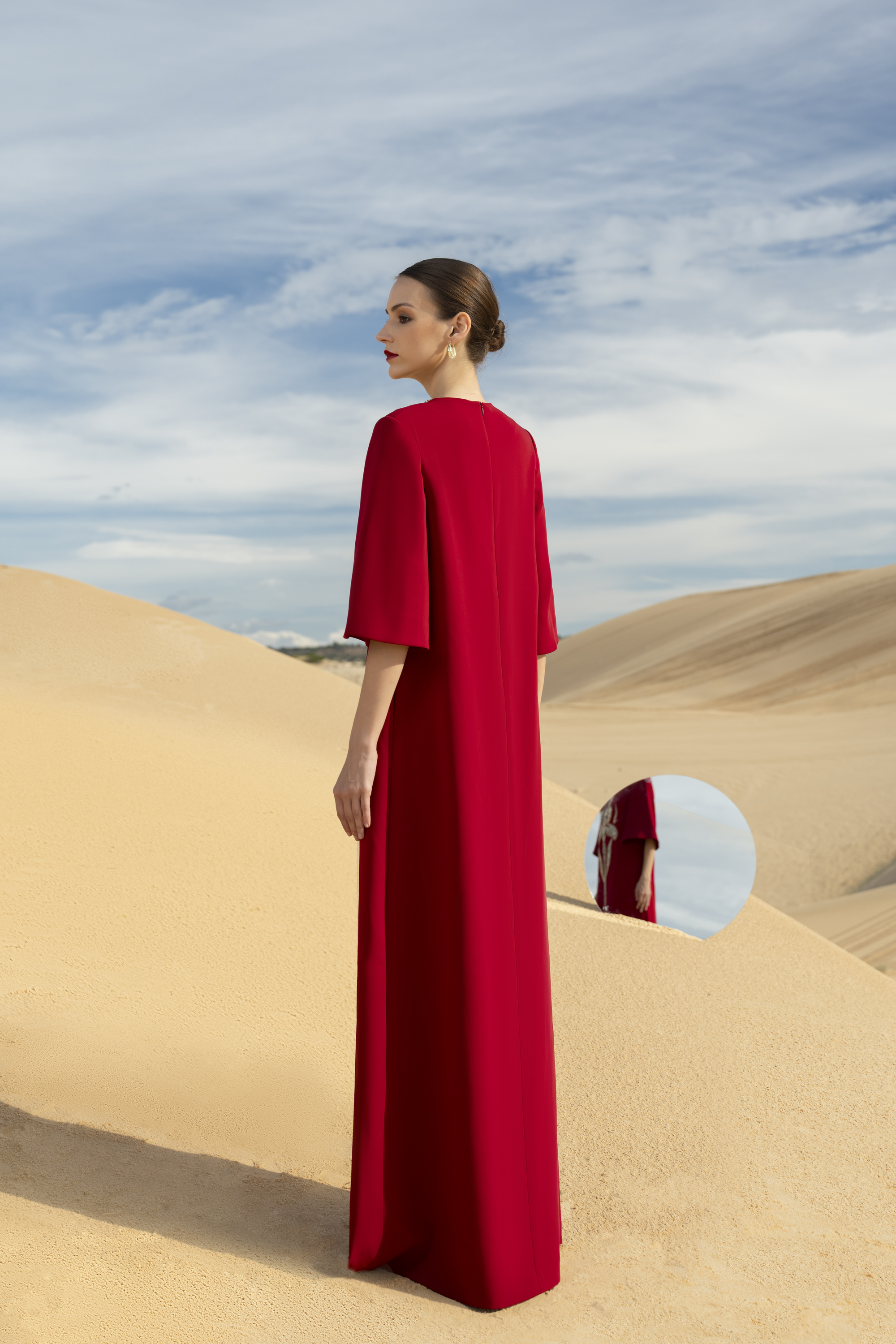 Savanna A-line Bead Velvet Satin Maxi Dress