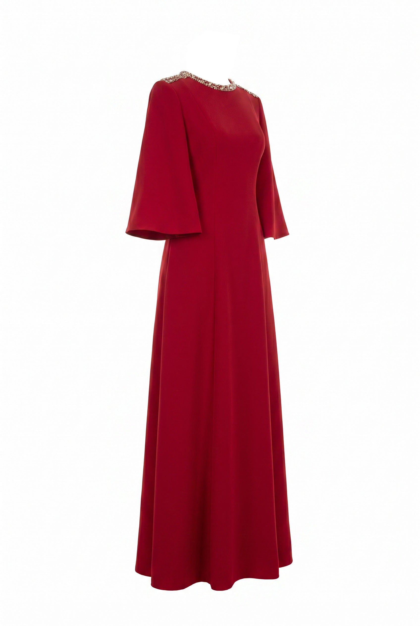 Savanna A-line Bead Velvet Satin Maxi Dress