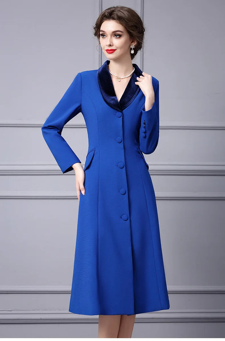 DRESS STYLE - NY3380-Midi Dress-onlinemarkat-Blue-S - US 4-onlinemarkat