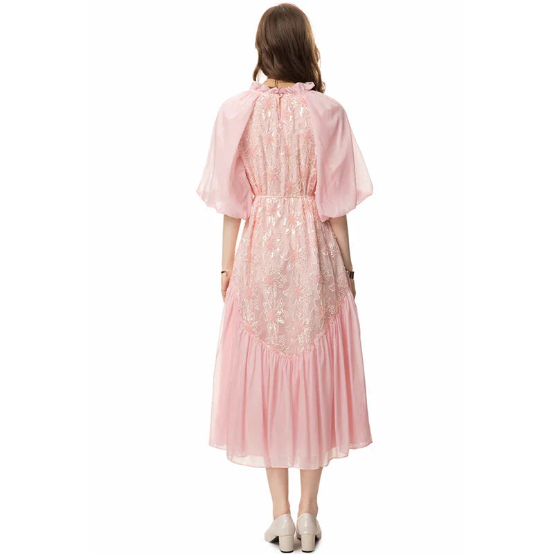 DRESS STYLE - SY852-Midi Dress-onlinemarkat-Pink-XS - US 2-onlinemarkat