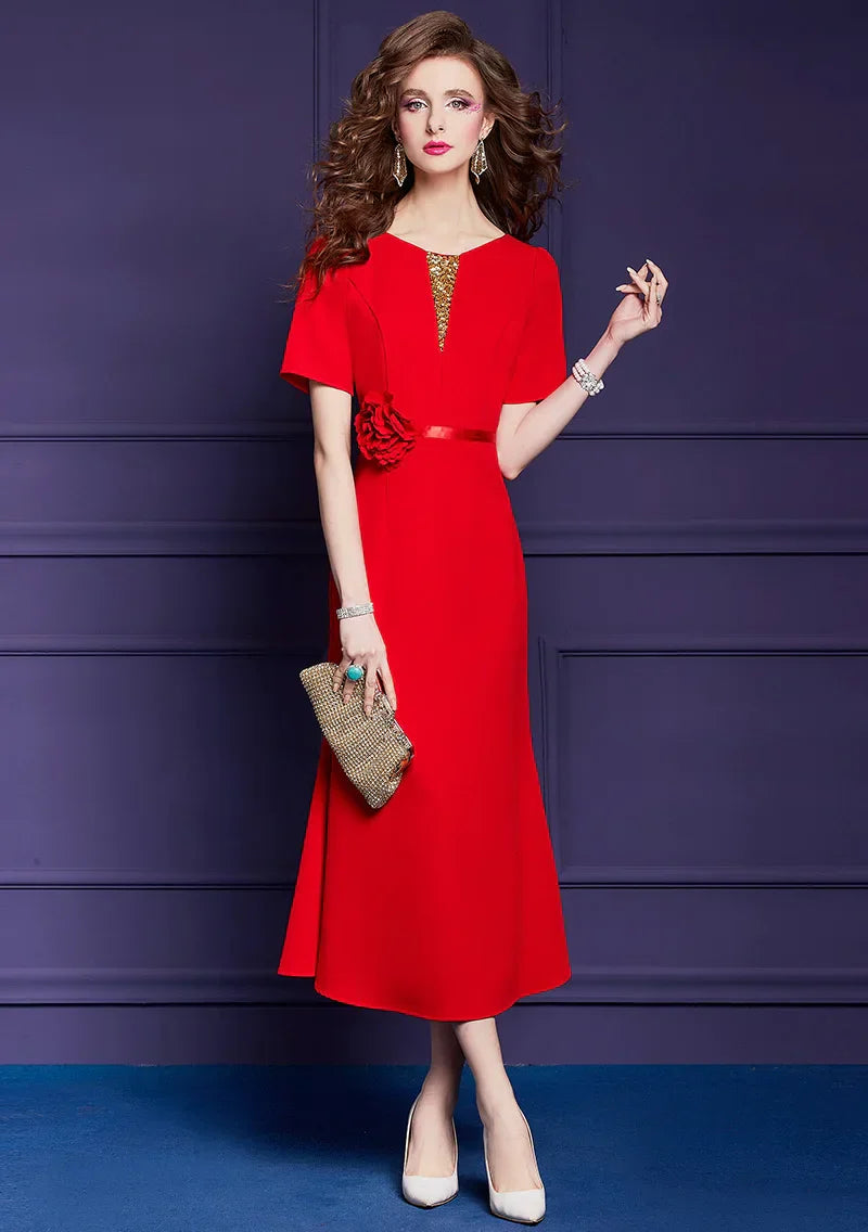 DRESS STYLE - SY768-Midi Dress-onlinemarkat-red-XS - US 2-onlinemarkat