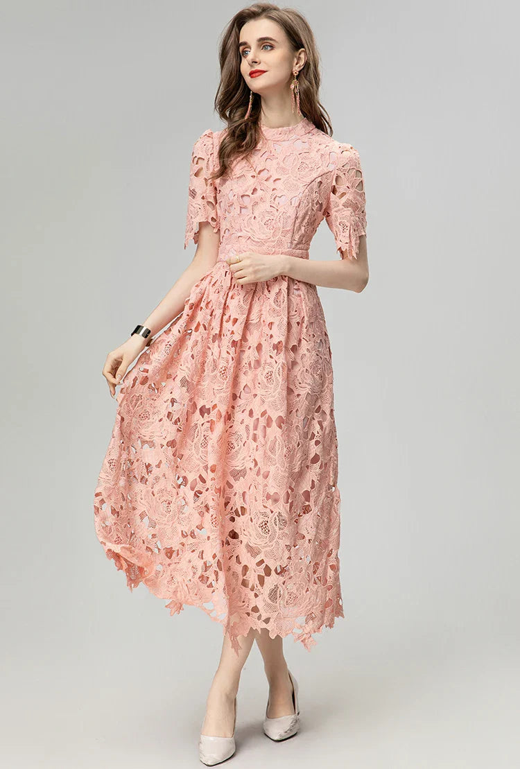 DRESS STYLE - SY913-Midi Dress-onlinemarkat-Pink-XS - US 2-onlinemarkat