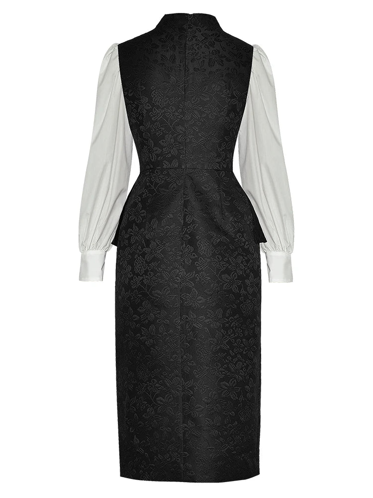 DRESS STYLE - NY3214-Midi Dress-onlinemarkat-Black-XS - US 2-onlinemarkat