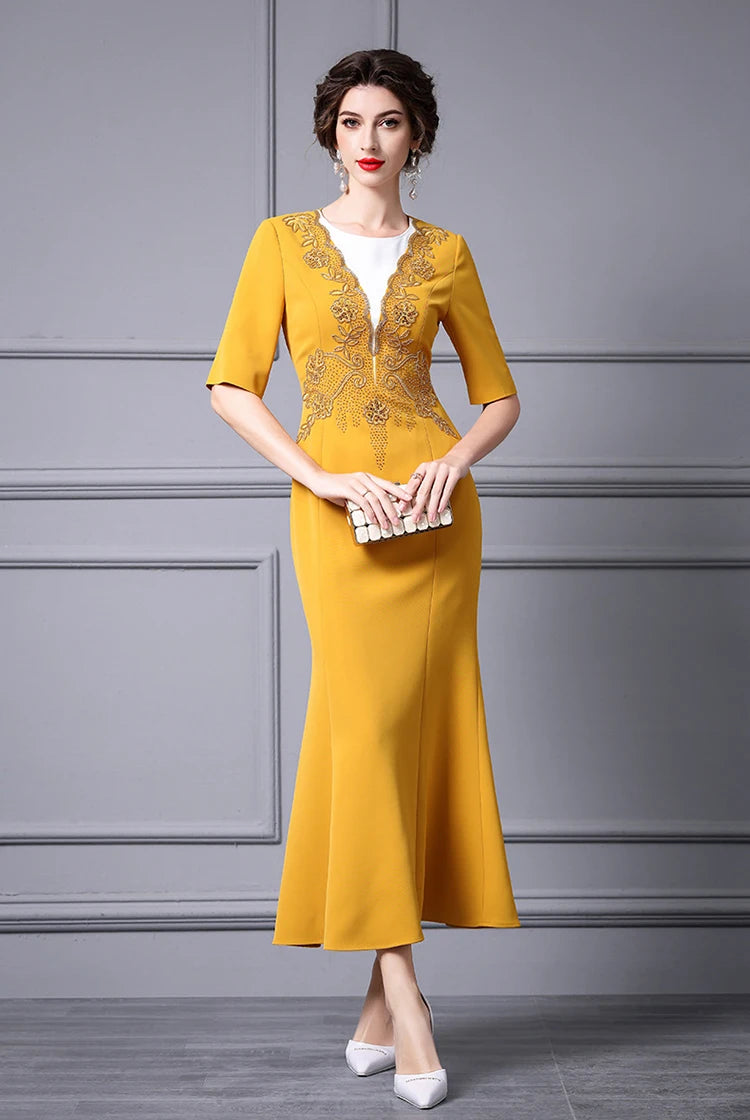 DRESS STYLE - SY538-maxi dress-onlinemarkat-Yellow-XS - US 2-onlinemarkat