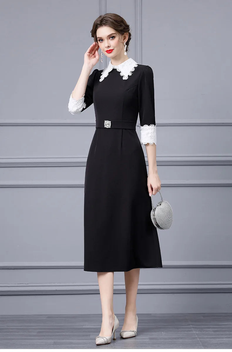 DRESS STYLE - SY679-Midi Dress-onlinemarkat-Black-XS - US 2-onlinemarkat