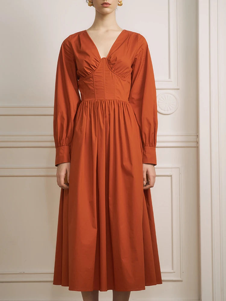 DRESS STYLE - SO276-Midi Dress-onlinemarkat-Orange-XS - US 2-onlinemarkat
