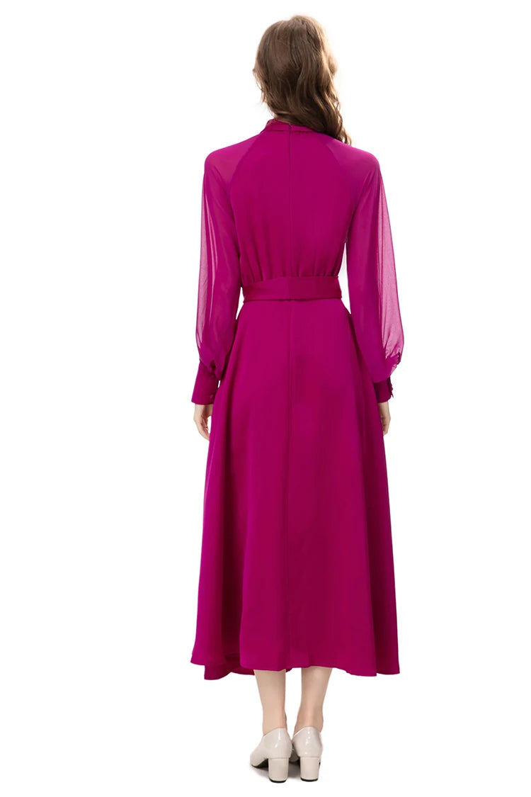 DRESS STYLE - NY3418-Midi Dress-onlinemarkat-Rose Red-XS - US 2-onlinemarkat