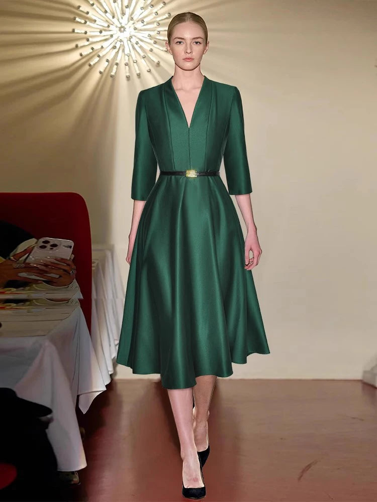 DRESS STYLE - SY746-Midi Dress-onlinemarkat-Green-XS - US 2-onlinemarkat