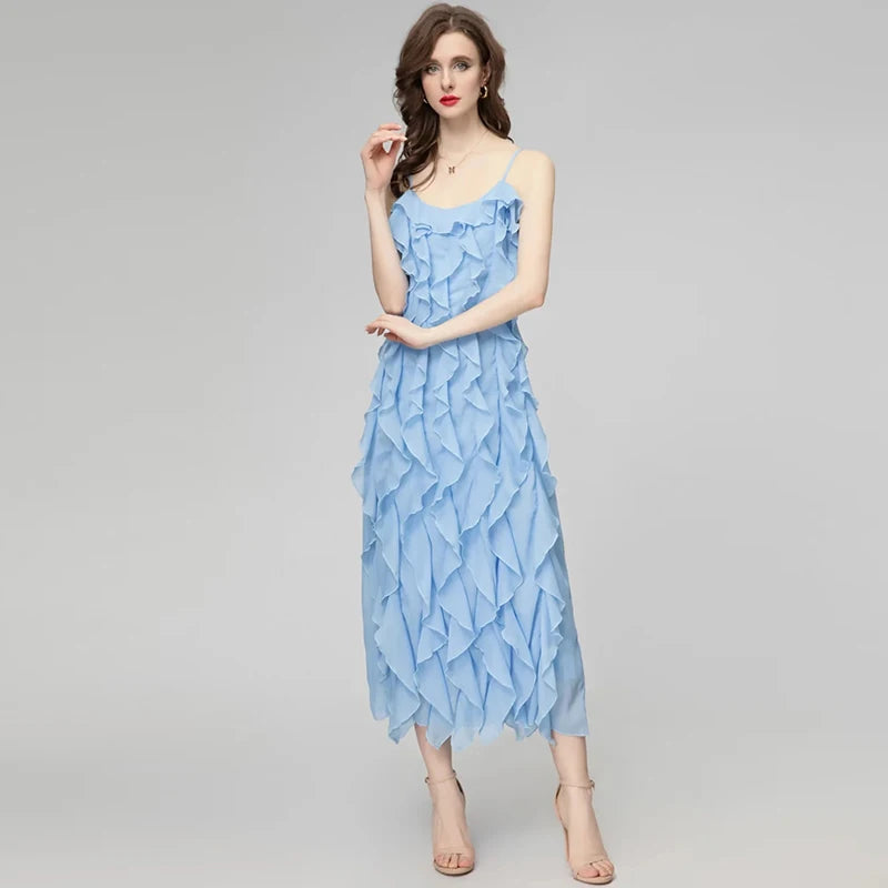 DRESS STYLE - SY348-Midi Dress-onlinemarkat-Light Blue-XS - US 2-onlinemarkat
