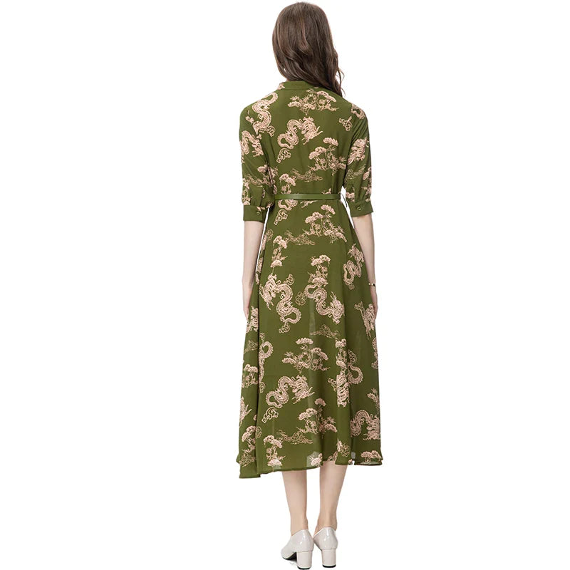 DRESS STYLE - SY577-Midi Dress-onlinemarkat-Green-XS - US 2-onlinemarkat