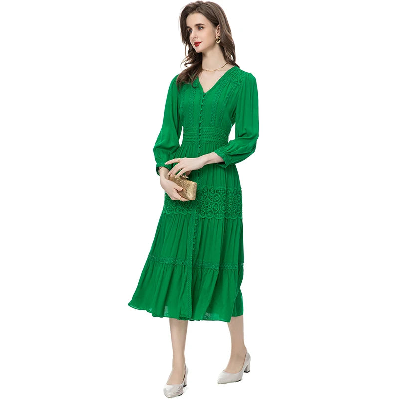 DRESS STYLE - SY593-Midi Dress-onlinemarkat-Green-XS - US 2-onlinemarkat