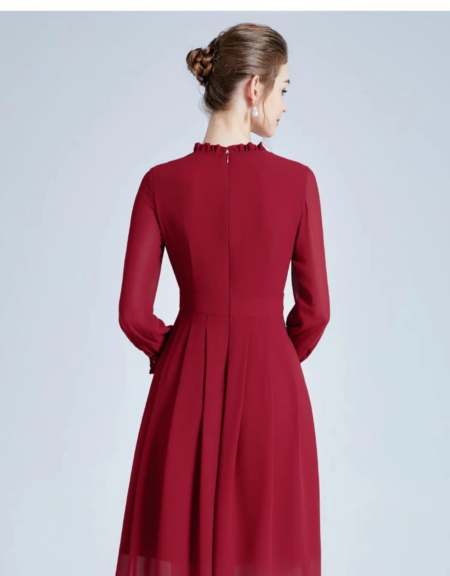 DRESS STYLE - SY619-Midi Dress-onlinemarkat-Claret-S - US 4-onlinemarkat