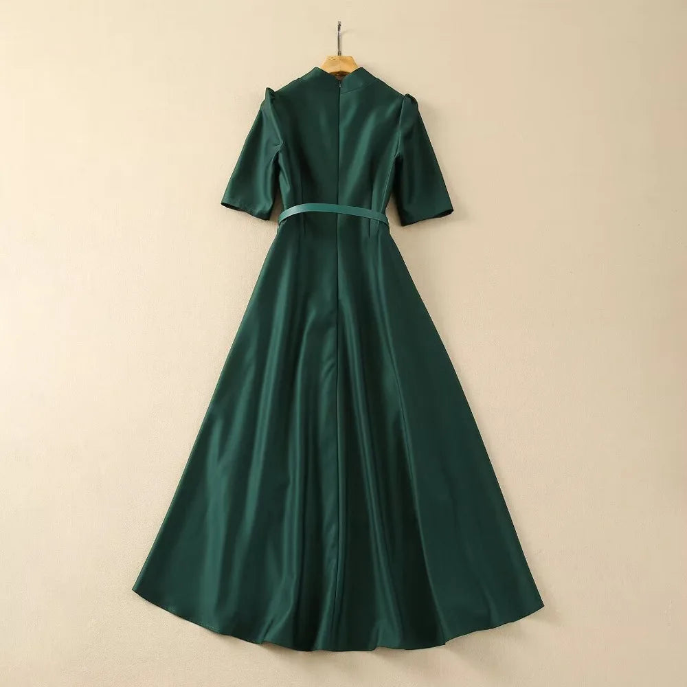 DRESS STYLE - SY341-Midi Dress-onlinemarkat-Dark Green-XS - US 2-onlinemarkat