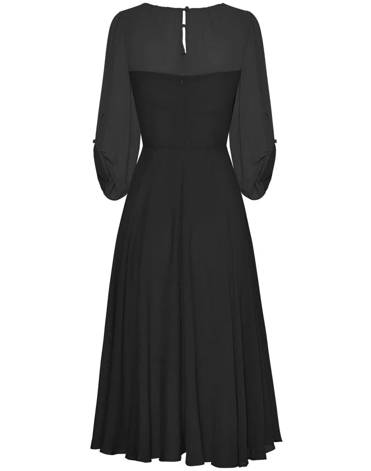 DRESS STYLE - SY547-Midi Dress-onlinemarkat-Black-XS - US 2-onlinemarkat