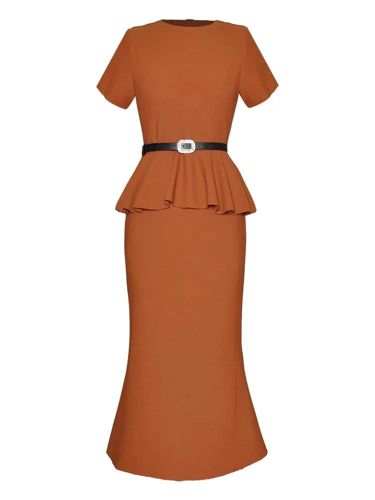 DRESS STYLE - SY819-Midi Dress-onlinemarkat-Orange-L - US 8-onlinemarkat