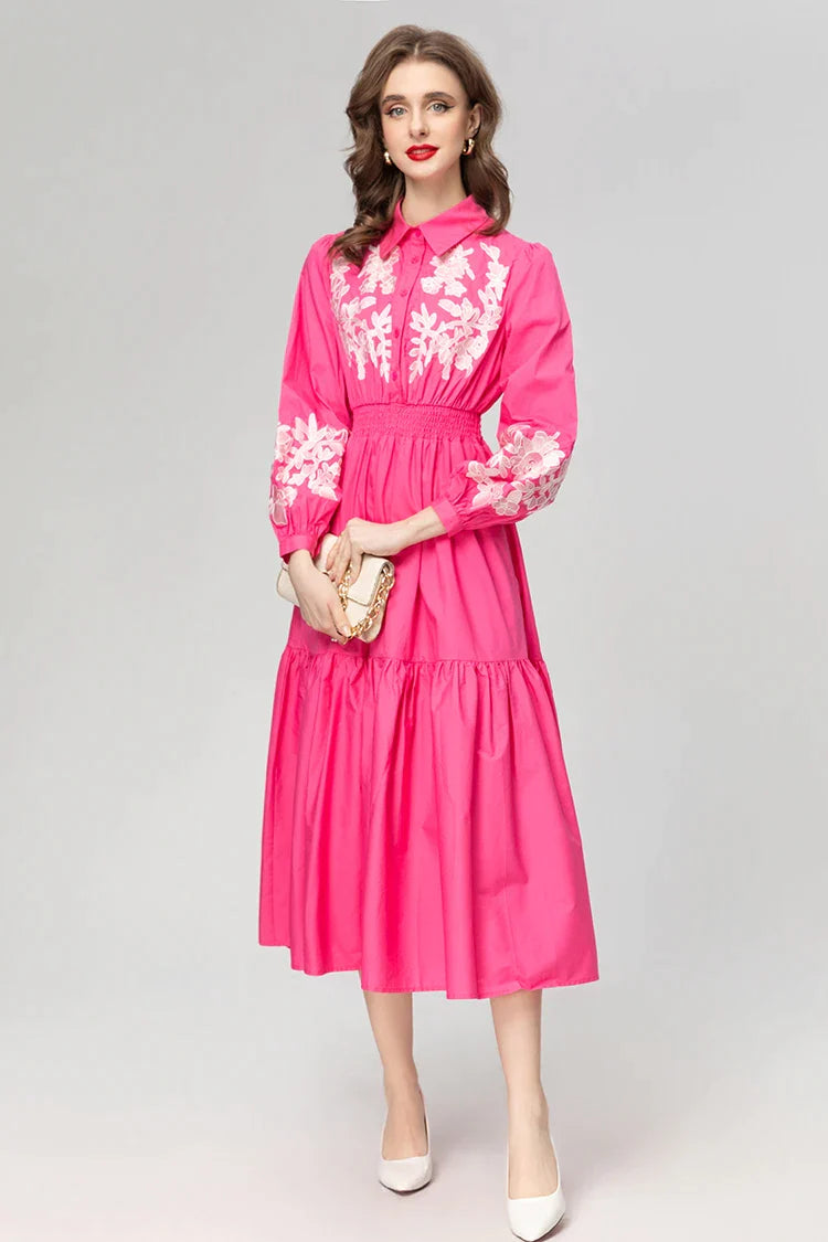 DRESS STYLE - SO208-Midi Dress-onlinemarkat-Rose Red-XS - US 2-onlinemarkat