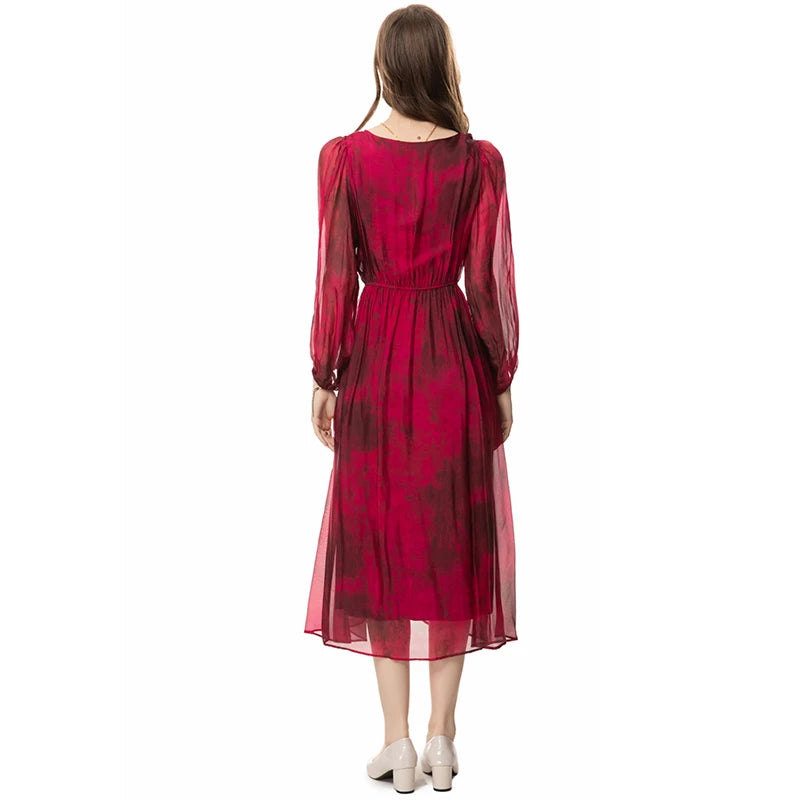 DRESS STYLE - SY843-Midi Dress-onlinemarkat-Claret-S - US 4-onlinemarkat