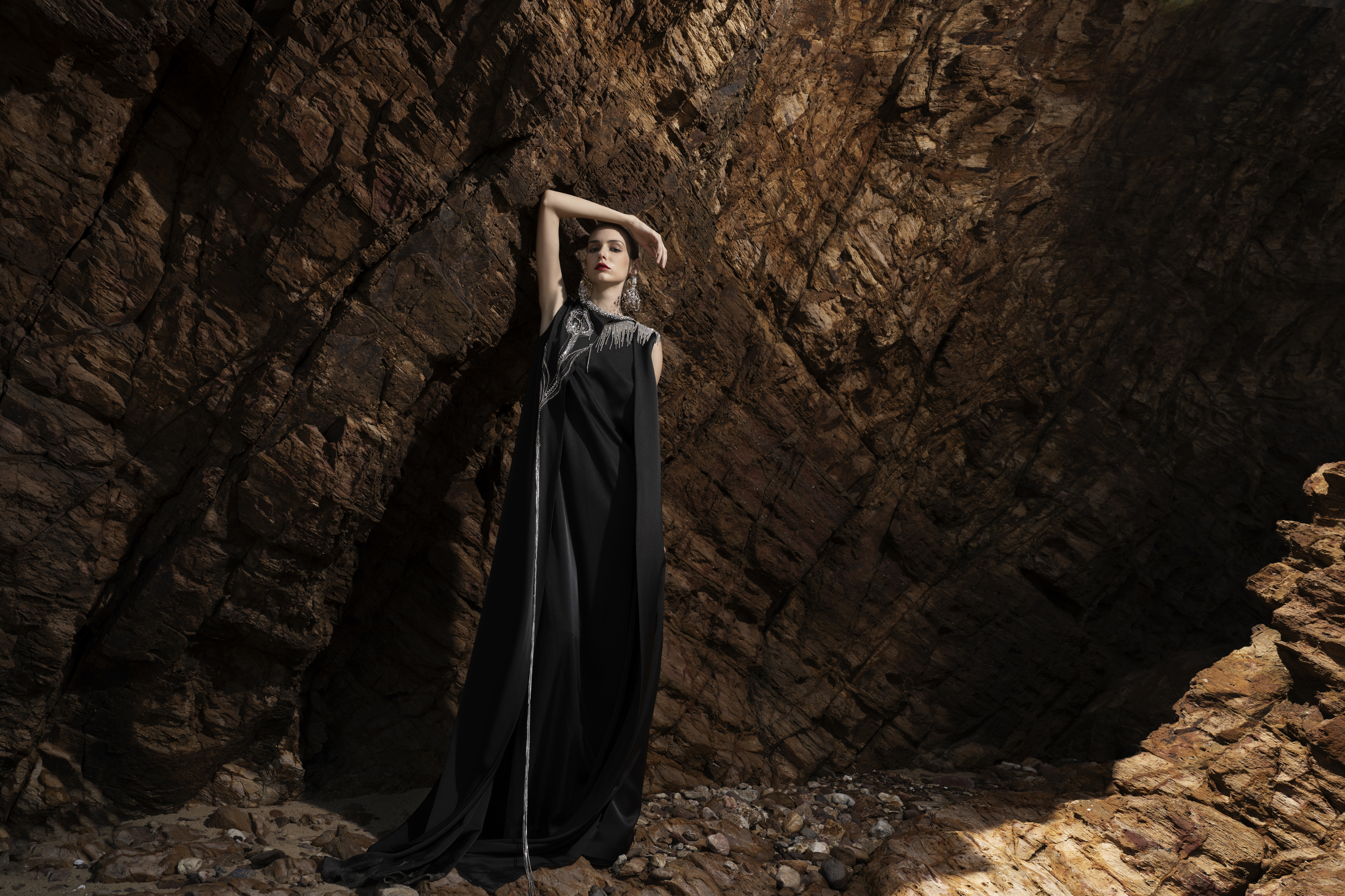 Scarllet Straight Sleeveless Silk Taffeta Maxi Dress