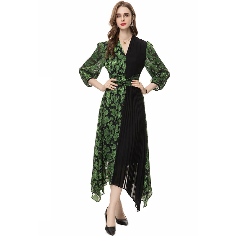 DRESS STYLE - SY855-Midi Dress-onlinemarkat-Green-XS - US 2-onlinemarkat