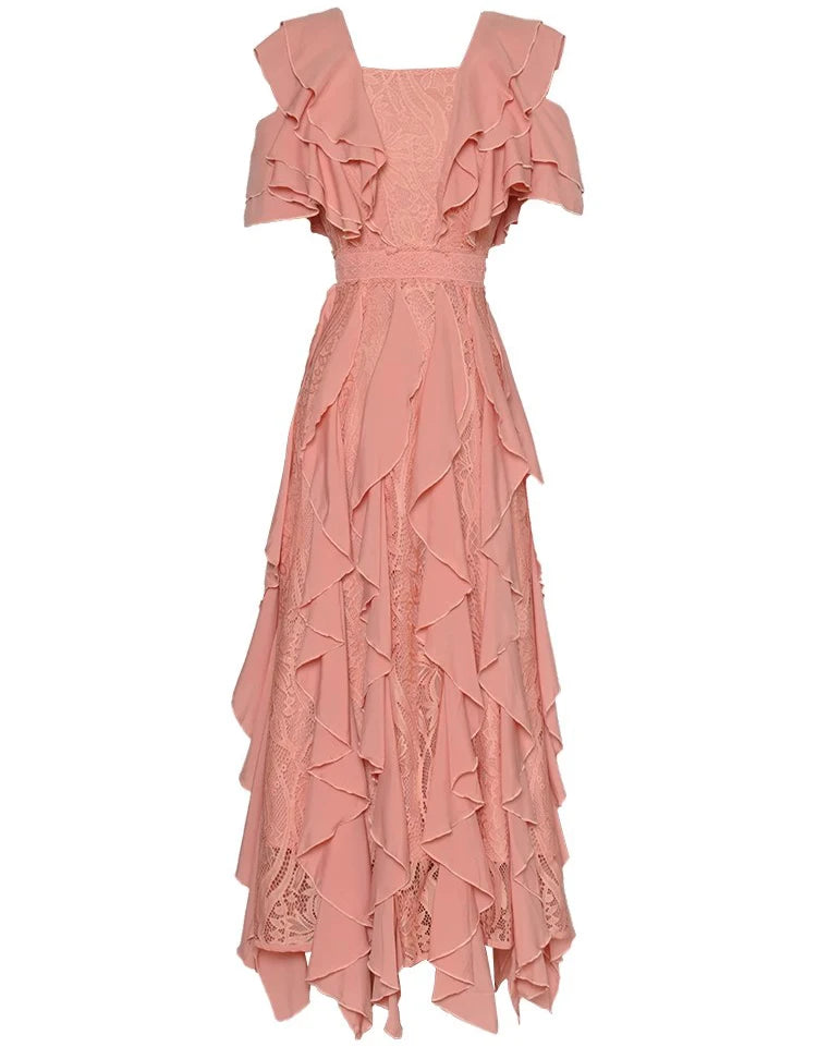 DRESS STYLE - SY599-Midi Dress-onlinemarkat-Pink-S - US 4-onlinemarkat
