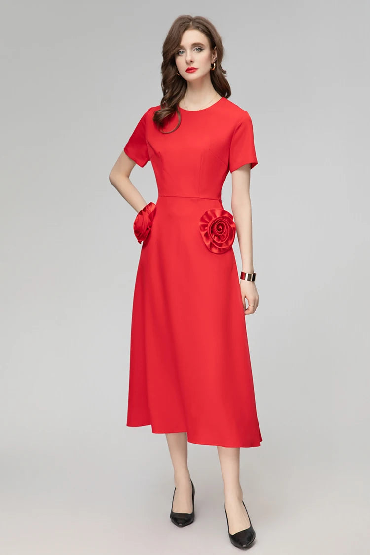DRESS STYLE - SY333-Midi Dress-onlinemarkat-Red-XS - US 2-onlinemarkat