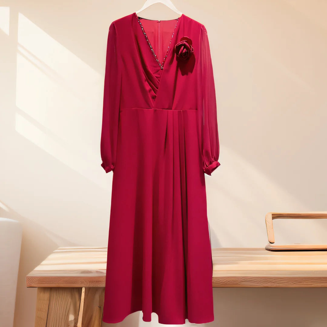 DRESS STYLE - SY686-Midi Dress-onlinemarkat-red-XS - US 2-onlinemarkat