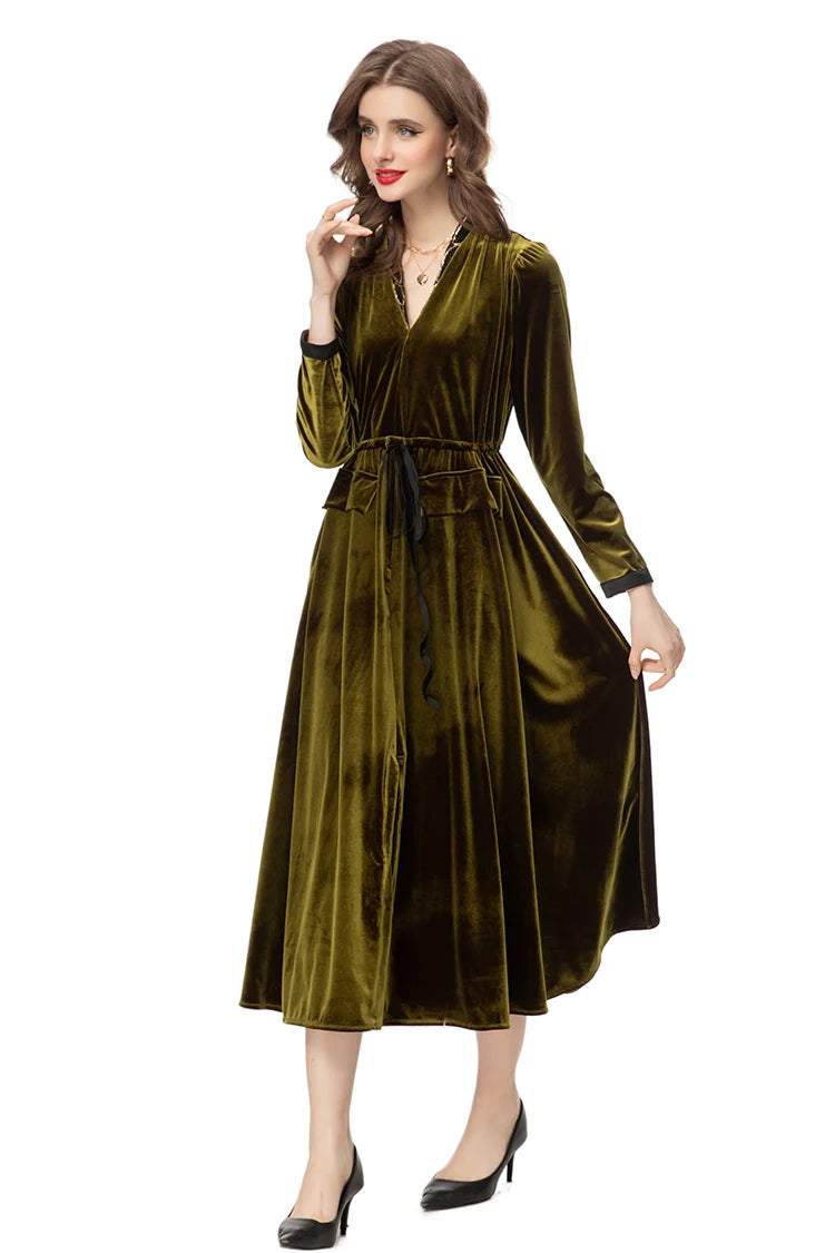 DRESS STYLE - SO262-Midi Dress-onlinemarkat-Gold-XS - US 2-onlinemarkat
