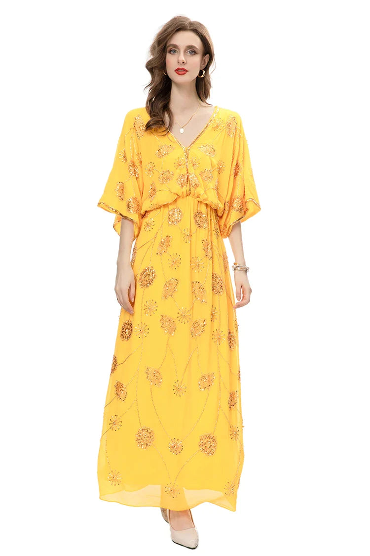 DRESS STYLE - NY3401-maxi dress-onlinemarkat-Yellow-XS - US 2-onlinemarkat