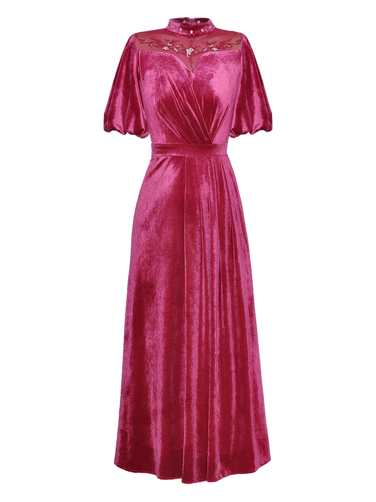 DRESS STYLE - SY603-Midi Dress-onlinemarkat-Rose Red-XS - US 2-onlinemarkat