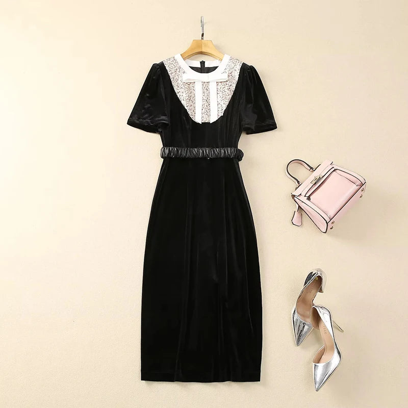 DRESS STYLE - SO230-Midi Dress-onlinemarkat-black-XS - US 2-onlinemarkat