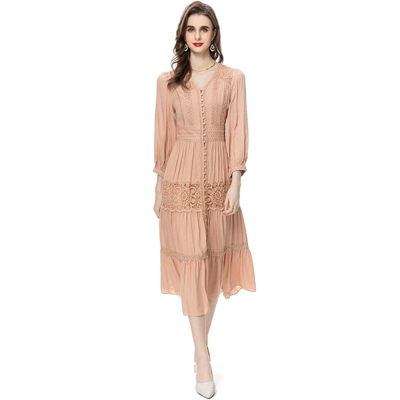DRESS STYLE - SY593-Midi Dress-onlinemarkat-Pink-XS - US 2-onlinemarkat