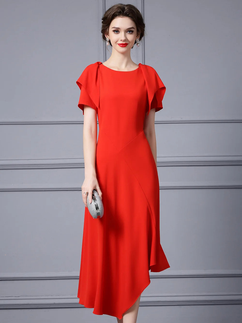 DRESS STYLE - SY689-Midi Dress-onlinemarkat-red-XS - US 2-onlinemarkat
