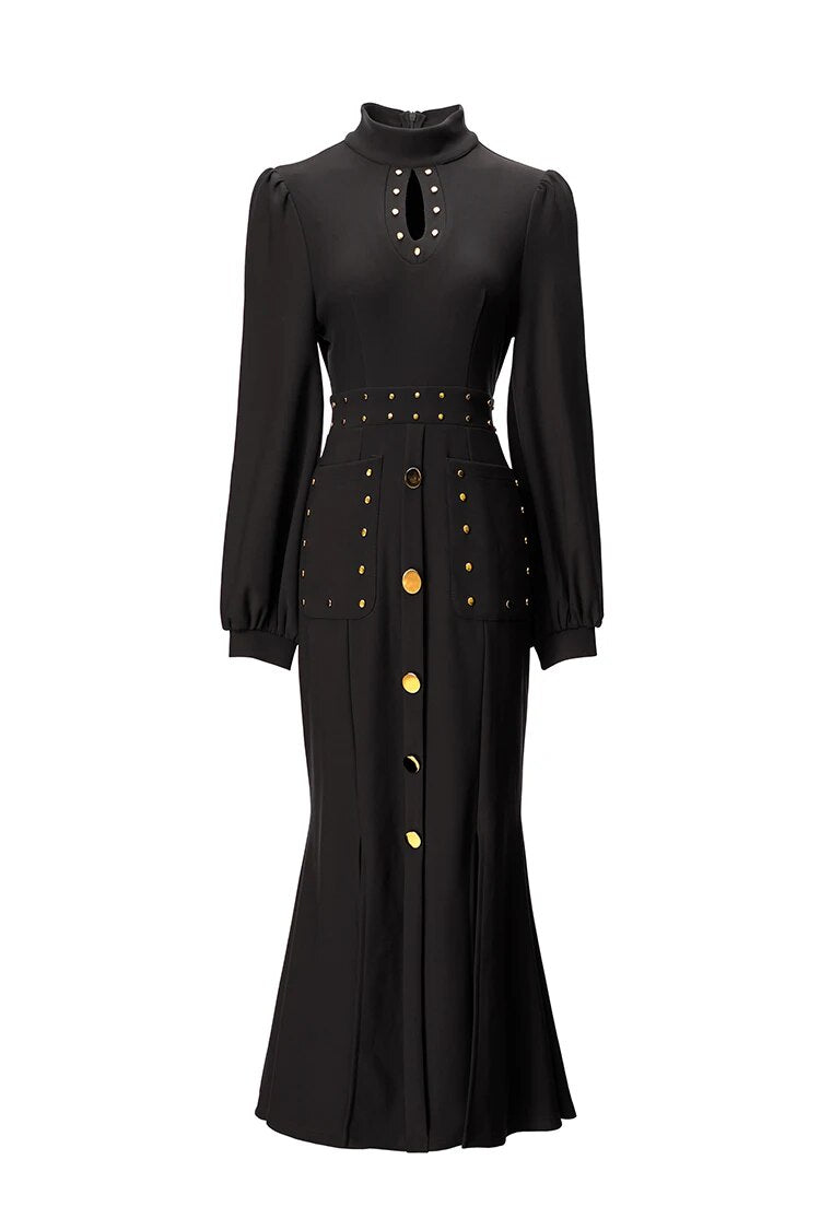 DRESS STYLE - NY3124-Midi Dress-onlinemarkat-Black-XS - US 2-onlinemarkat