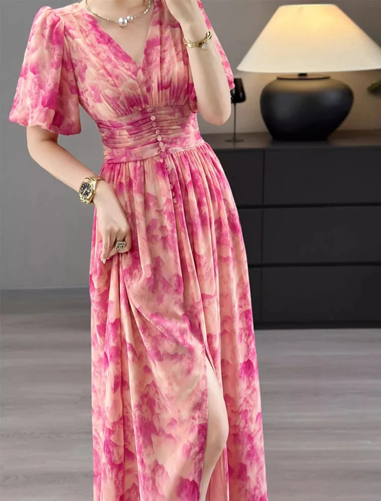 DRESS STYLE - SY870-maxi dress-onlinemarkat-Pink-XS - US 2-onlinemarkat
