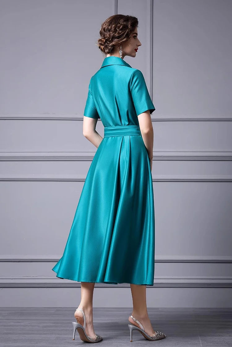 DRESS STYLE - SY602-Midi Dress-onlinemarkat-Lake Blue-XS - US 2-onlinemarkat