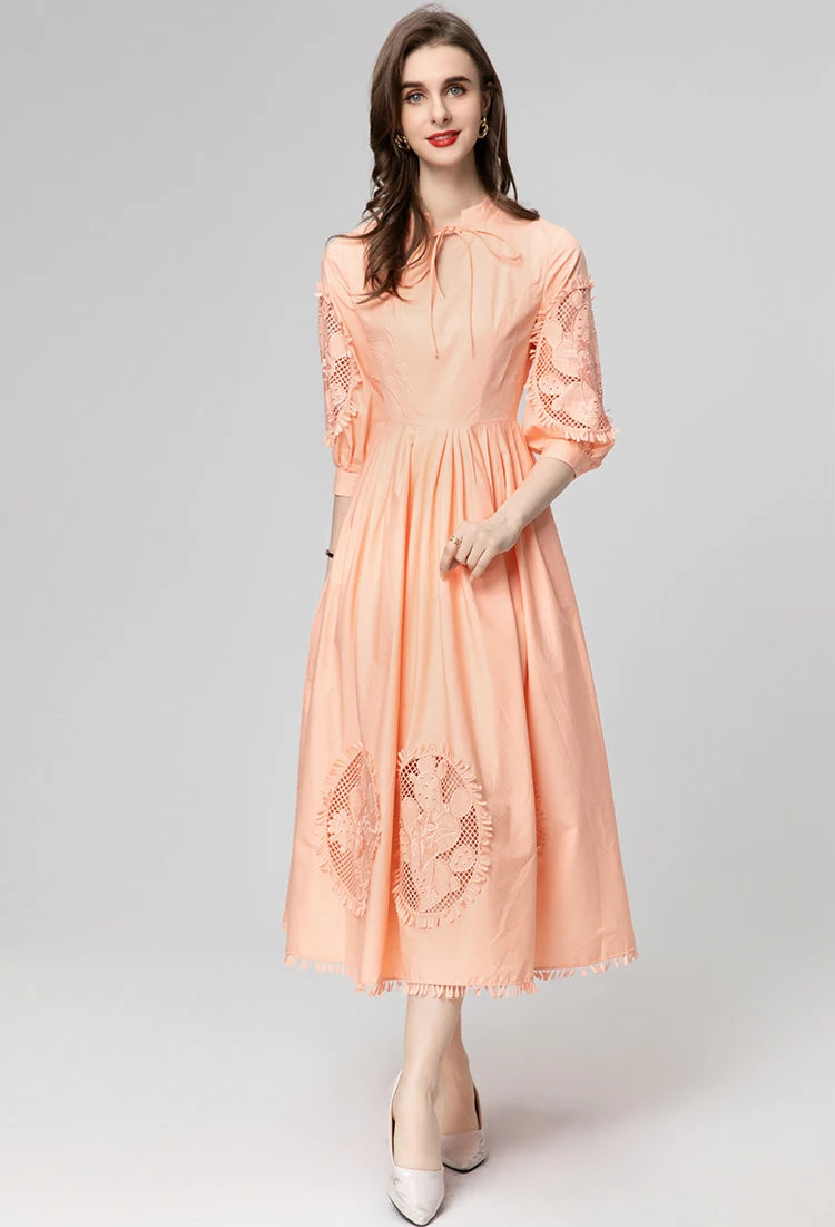 DRESS STYLE - SY571-Midi Dress-onlinemarkat-Orange-M - US 6-onlinemarkat