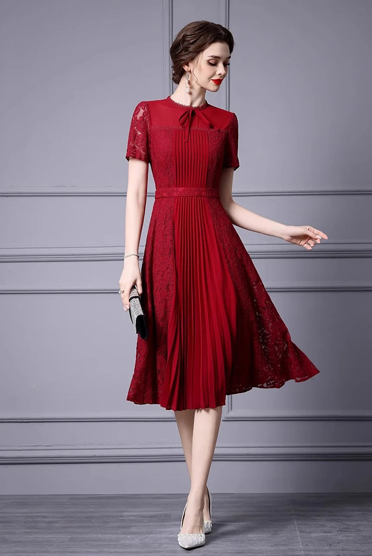 DRESS STYLE - SY748-Midi Dress-onlinemarkat-Claret-XS - US 2-onlinemarkat