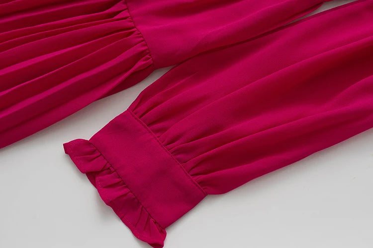 DRESS STYLE - NY3394-Midi Dress-onlinemarkat-Rose Red-XS - US 2-onlinemarkat