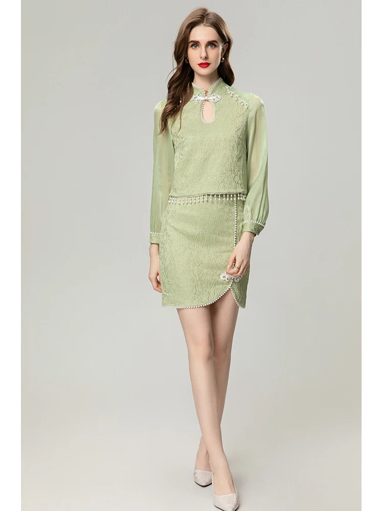 SUIT STYLE - SY650-Suits and Sets-onlinemarkat-Light Green-XS - US 2-onlinemarkat