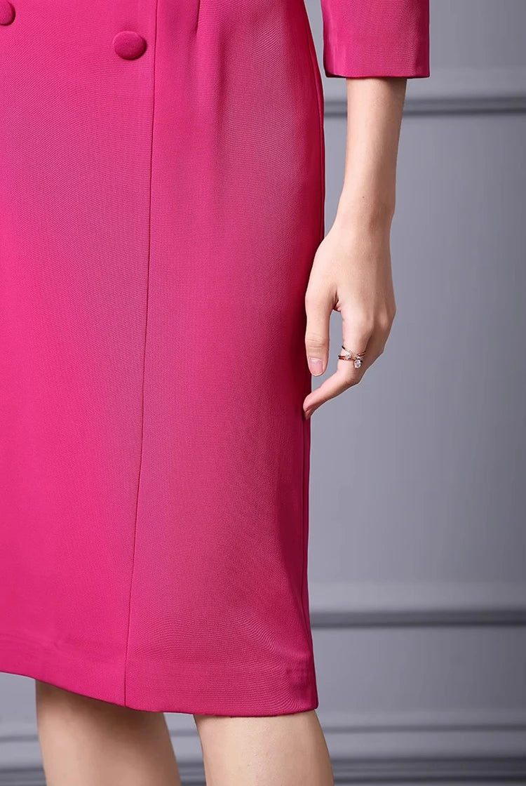 DRESS STYLE - SY536-Midi Dress-onlinemarkat-Rose Red-S - US 4-onlinemarkat