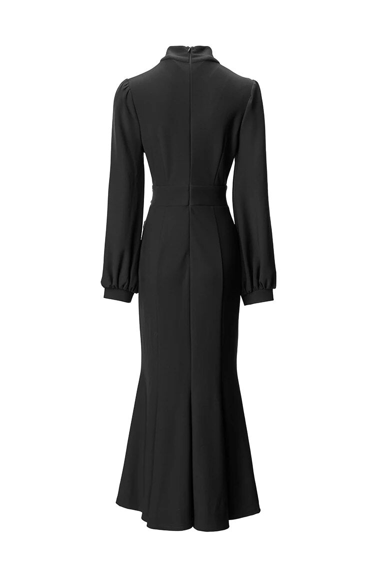 DRESS STYLE - NY3124-Midi Dress-onlinemarkat-Black-XS - US 2-onlinemarkat