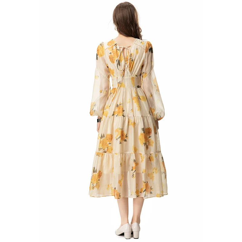 DRESS STYLE - SY883-Midi Dress-onlinemarkat-Yellow-XS - US 2-onlinemarkat