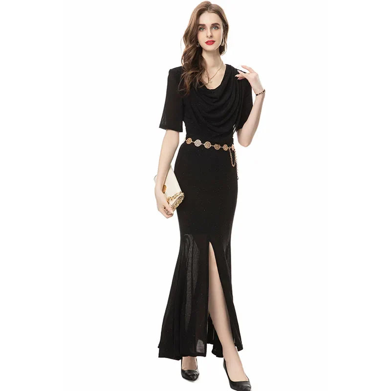 DRESS STYLE - SY815-Midi Dress-onlinemarkat-Black-XS - US 2-onlinemarkat