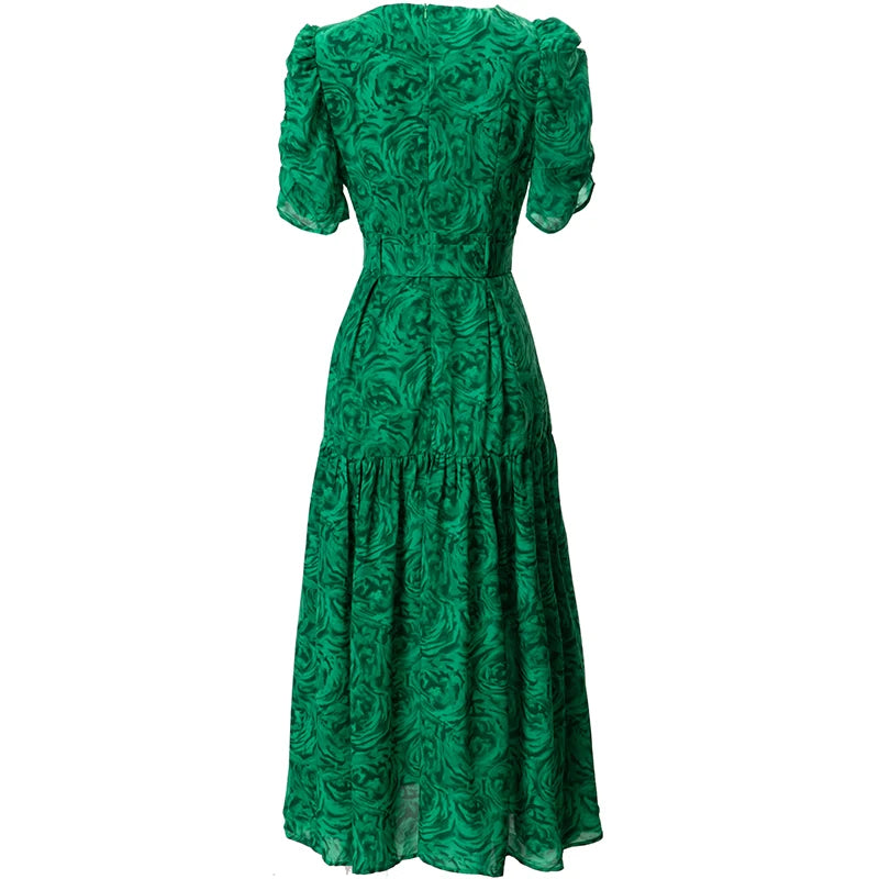 DRESS STYLE - SY892-Midi Dress-onlinemarkat-Green-S - US 4-onlinemarkat