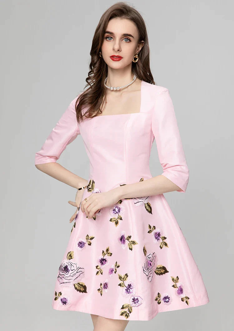 DRESS STYLE - SY568-short dress-onlinemarkat-Pink-XS - US 2-onlinemarkat