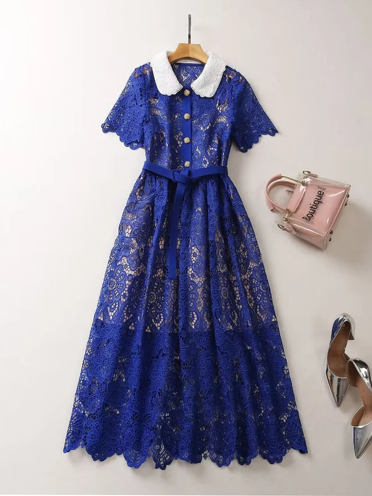 DRESS STYLE - SY696-Midi Dress-onlinemarkat-Blue-XS - US 2-onlinemarkat