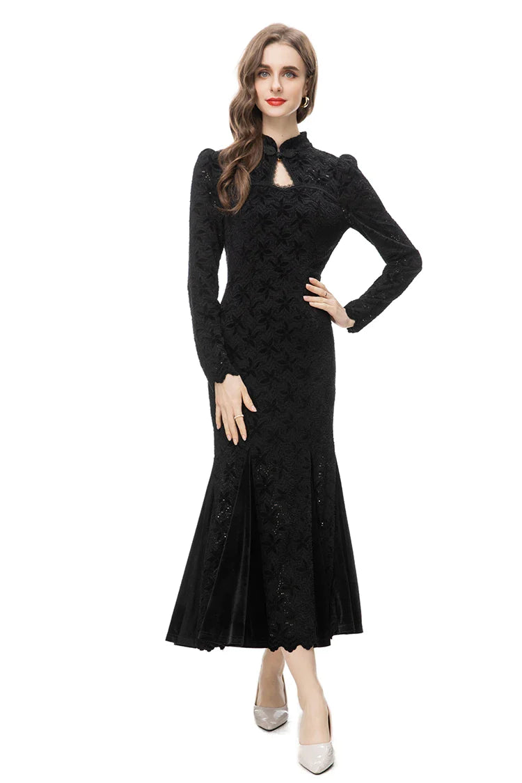 DRESS STYLE - NY3256-Midi Dress-onlinemarkat-black-XS - US 2-onlinemarkat